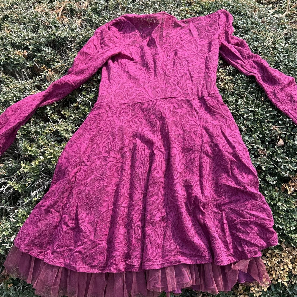Free People magenta dress with attached slip - Picture 7 of 15